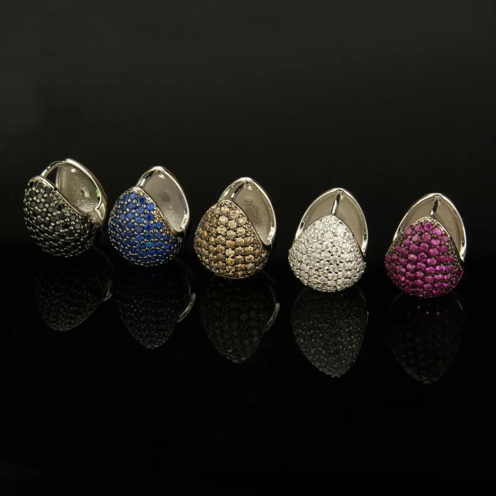 

Multicolor Cubic Zirconia Hoop Silver Color Copper Water Droplets MOLINUO