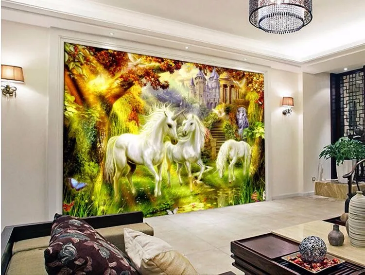 Details about   3D White Unicorn Q080 Wallpaper Wall art Self Adhesive Removable Sticker SU show original title 
