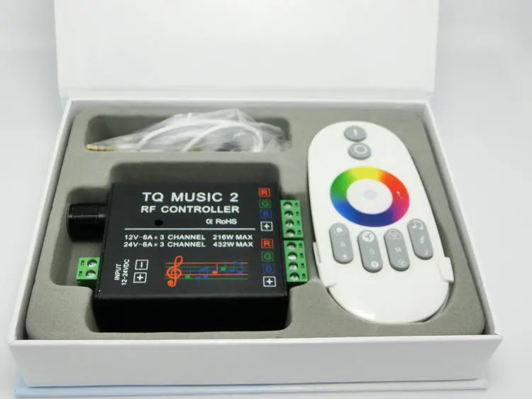 

10pcs/lot DC12-24V 18A RGB Music 2 Controller RF Remote Intelligent for led strip RGB LED music 2 controller