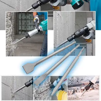

3PCS Electric Hammer Chisel Two Pits Two Slots Round Handle Sharp Chisel Impact Drill Concrete Wall Cutting Set