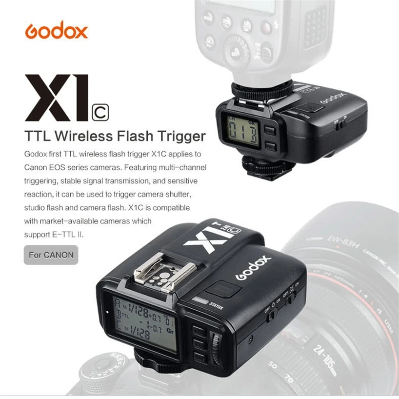 GODOX X1T C 2 4G беспроводной TTL HSS триггер передатчик для Canon + * X1R Godox V860IIC TT600 TT685C SK400II