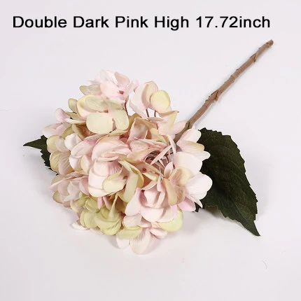 Xuanxiaotong 1 шт. искусственный цветок гортензии шелковые ветви с зелеными листьями для осени Свадебные вечерние украшения для дома высокое качество - Цвет: double dark pink