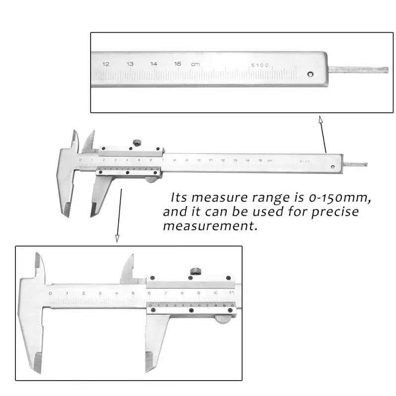 Горячая 0-150 мм штангенциркуль 0,1 мм высокая точность углеродистая сталь микрометр измерительные инструменты