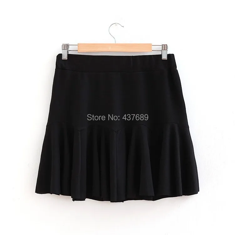 Новые летние женские Девушки юбка «рыбий хвост» с эластичной талией раза большим маятник сплошной черный цвет Большие размеры юбка