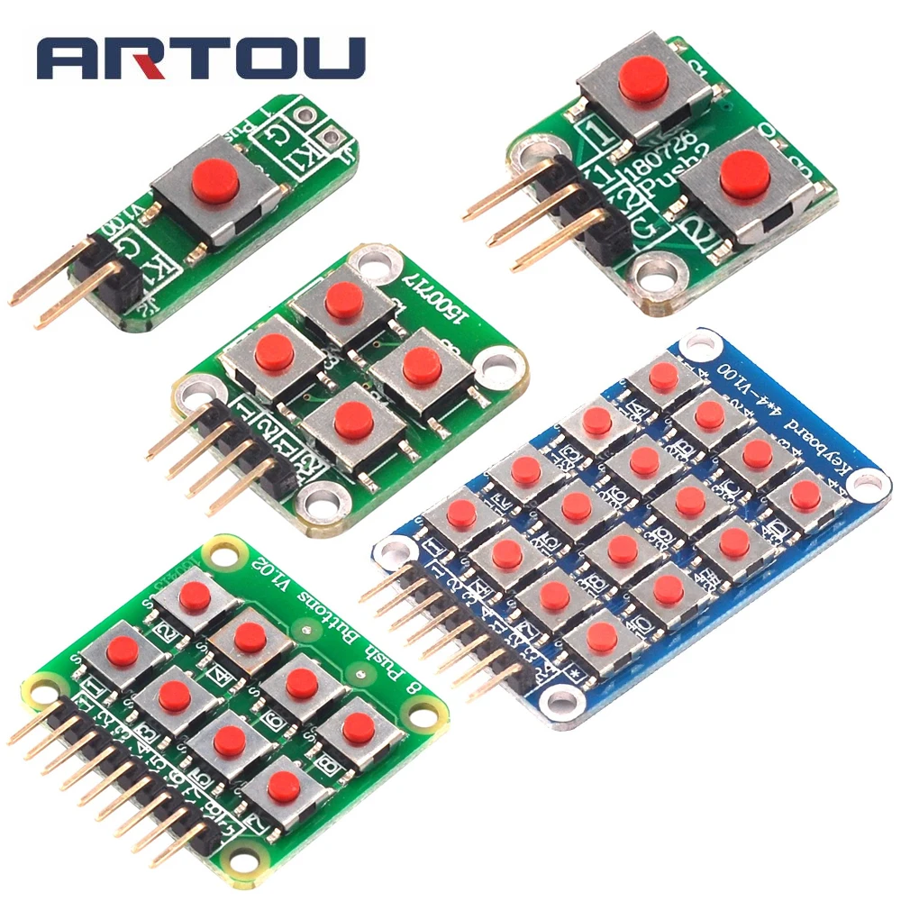 

Micro Switch 1*2/2*2/2*4/4*4 Matrix Keyboard 8-bit Button Independent Button MCU External Expansion Keyboard Module