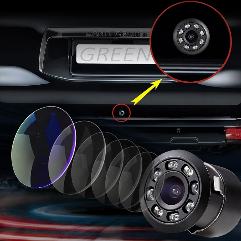170° CMOS Car Rear View Backup Camera Reverse 8 LED Night Vision Waterproof .