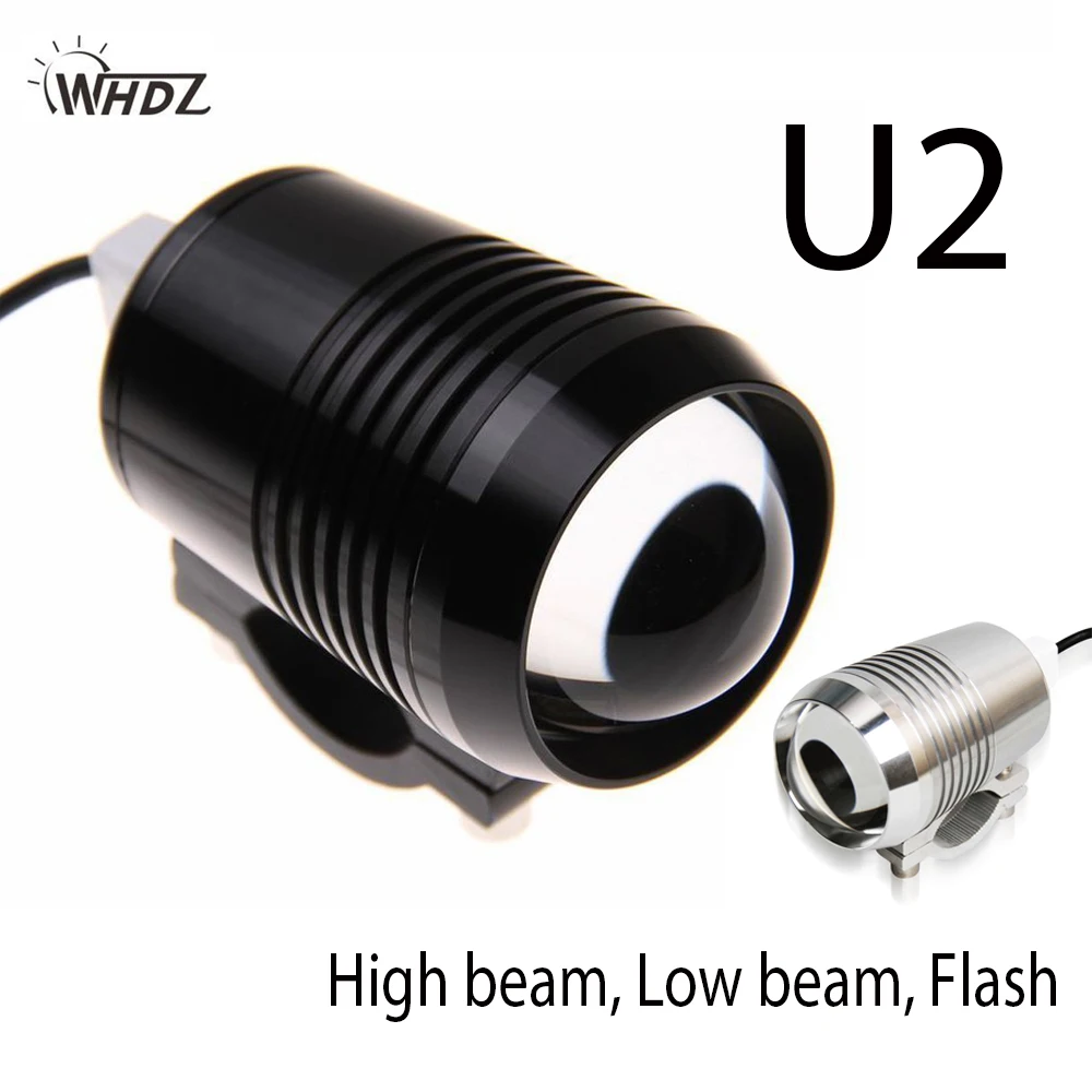 

WHDZ 1PCS Motorcycle Headlight U2 1200LM 30W High Low Flash LED Driving Fog Spot Head Bulb Light Lamp Headlight
