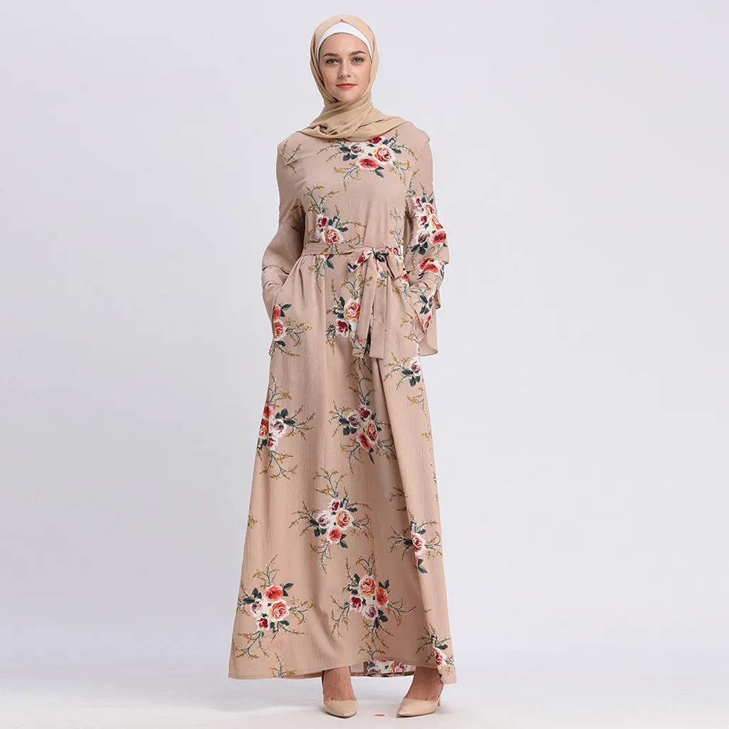 

4Color Fashion Summer Muslim Hot Rrilling Lace Digital Print Embroidered Elegant Cardigan Robes 1PC Dropship March21