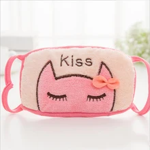 Ажурная маска с мультяшным котом для женщин и девочек, модные милые хлопковые маски с принтом, маска для улицы на зиму