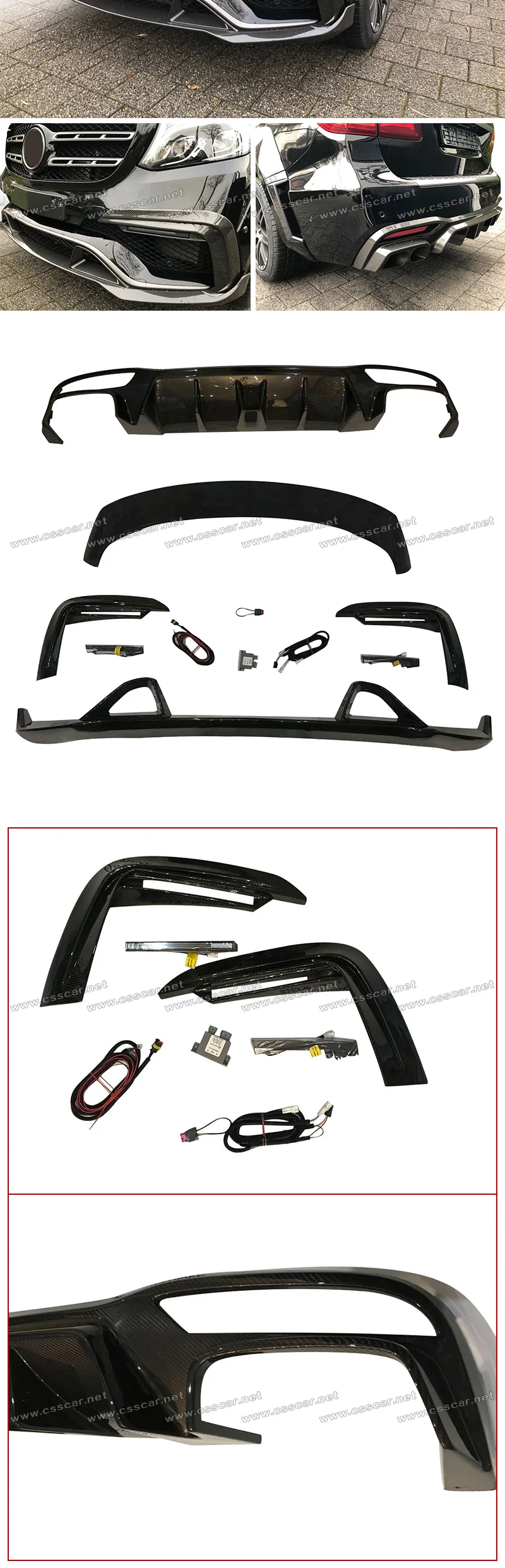 Carbon Fiber Body Kits For Benz Gls X166 Body Kits Front Rear Bumper Diffuser Lip Auto Car Modification Styling