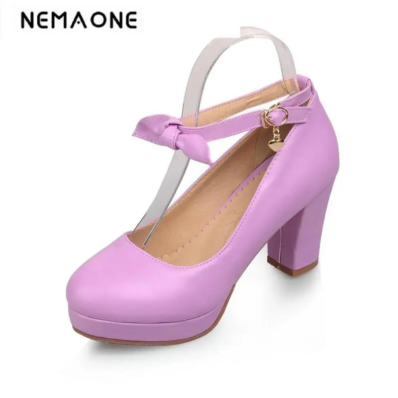 

Roman Style Women Pumps sweet Ankle Straps Thick High Heels Party Wedding Shoes Vintage Platform Pumps