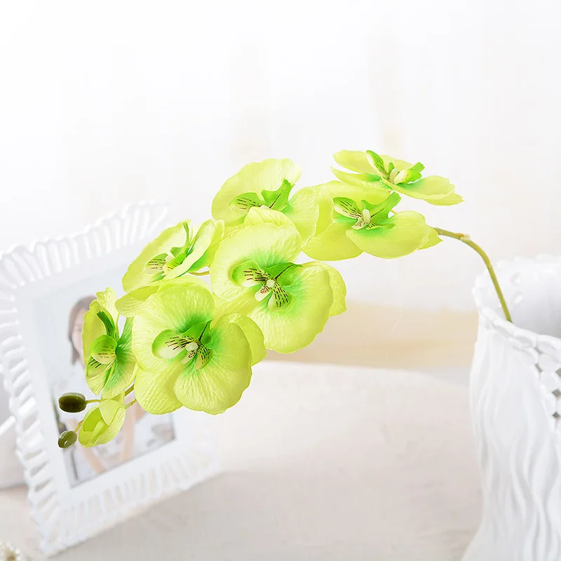 8 маленький искусственный фаленопсис 1 шт. украшение интерьера имитация одной ветки пластик искусственный цветок - Цвет: Зеленый