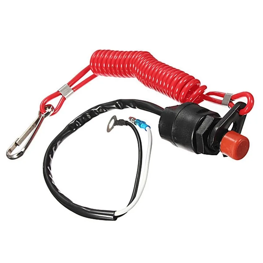 Boat Safety Kill Stop Switch Connector Lanyard Cord with Switch Replacement for Yamaha Outboard Mercruiser Marine Tohatsu Honda Engine Motor Kill Switch Tether Red Replace 6E9-82575-00 6E9-82575-01 