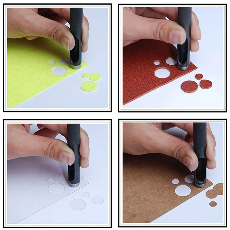 11 Size Round Carbon Steel Leather Craft Shank Hollow Hole Punch 1mm-10mm Leather Belt Band Gasket Punch Tools 1Pcs