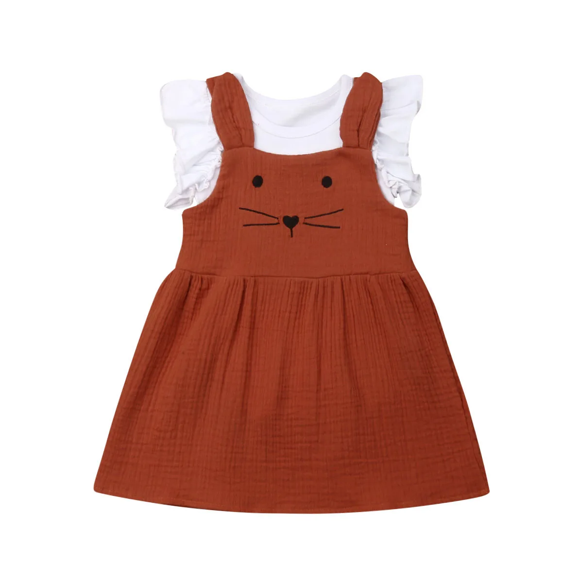 

2019 Cute Newborn Baby Girls Summer Dresses Ruffle Tops T-shirt Strap Cartoon Dress Party Casual Toddler Baby Girls Clothes se