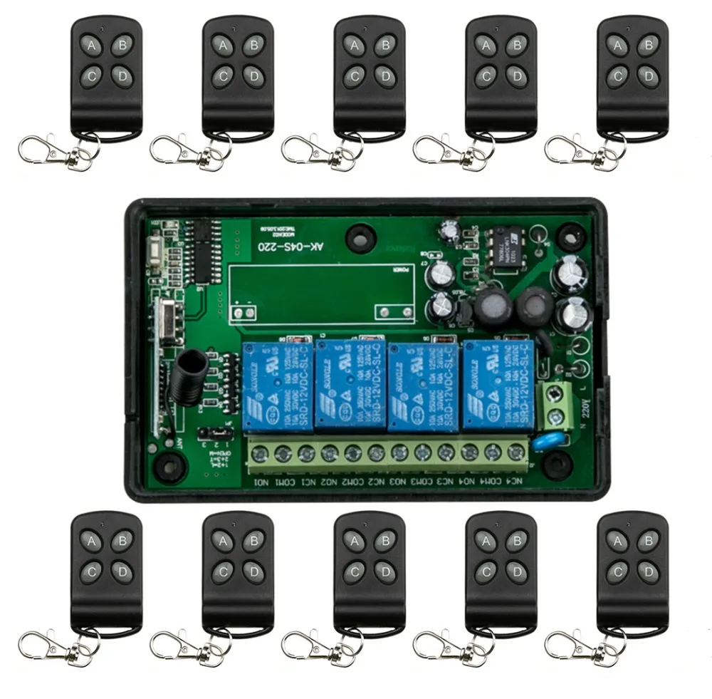 

85v~250V 110V 220V 230V 4CH RF Wireless Remote Control Relay Switch Security System Garage Doors & Rolling Gate Electric Doors