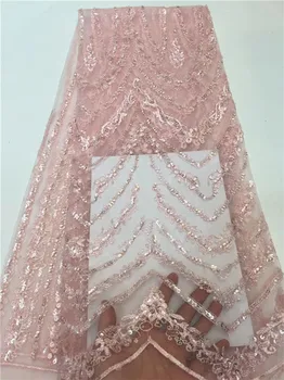 

Nigerian Mesh Lace Fabric pink Sequin Embroidered Lace Guipure African Swiss Voile Net Lace Indian Style Wedding Lace ppffz310