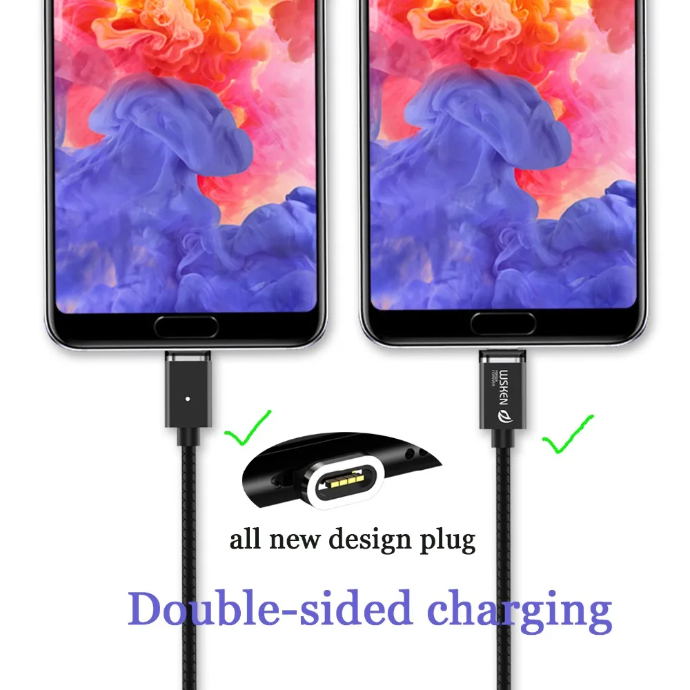 WSKEN кабель Micro USB Магнитный зарядный кабель для iPhone Xs Max Xr type C USB C Быстрая зарядка данных для samsung S9 Note8 S8 type-C