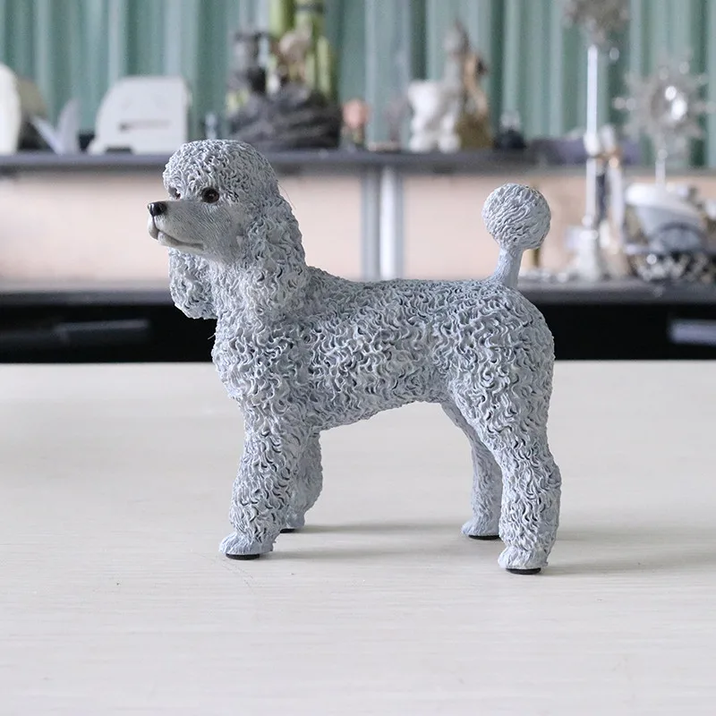 Имитация животного милый щенок статуя мини Пудель Lucky DOG изысканный домашний Декор Фигурка Коллекционная модель игрушки 12 см P1078
