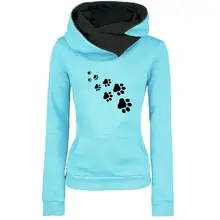 Новинка, модные толстовки с принтом кота, собаки, лапы, толстовки с капюшоном, женские топы с карманами, хлопковые женские укороченные уличные плотные зимние или весенние толстовки