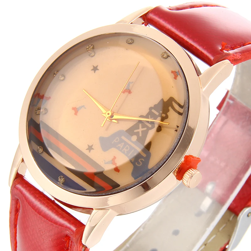 

Luxury Eiffel Tower Vintage Women's watches Fashion Ladies Quartz Leather Watchband Watch relogio feminino montre femme reloj