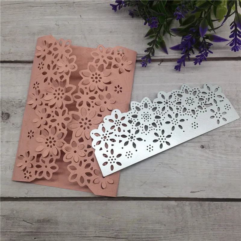 

Flower Floral Edge Border Cutting Dies Stencil DIY Metal Cutting Dies Scrapbooking Card Paper Craft Embossing 5.1*13.4CM