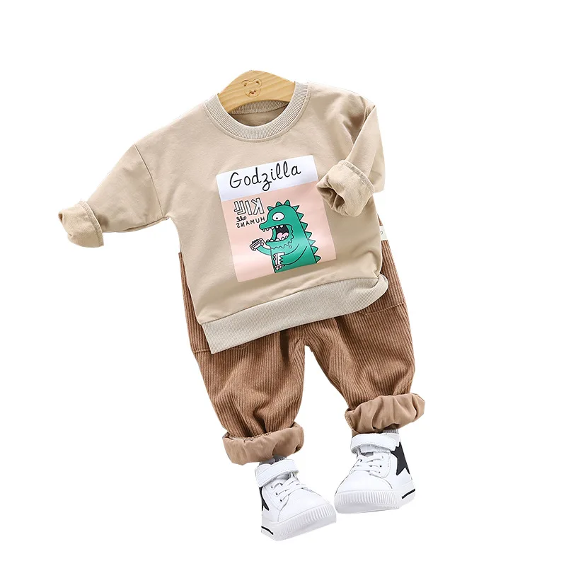 

Boy Clothes Set Cartoon Print Long Sleeve Sweatshirt 2 Piece Set Casual Children Dinosaur Print Clothing Kids Sweatshirt Pants