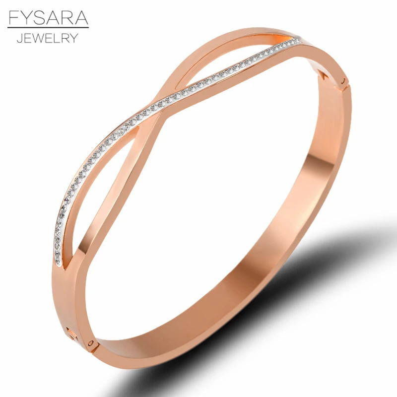 FYSARA 361l из нержавеющей стали крест браслеты с камнями и браслеты для женщин кубический цирконий бесконечные браслеты Роскошные брендовые ювелирные изделия