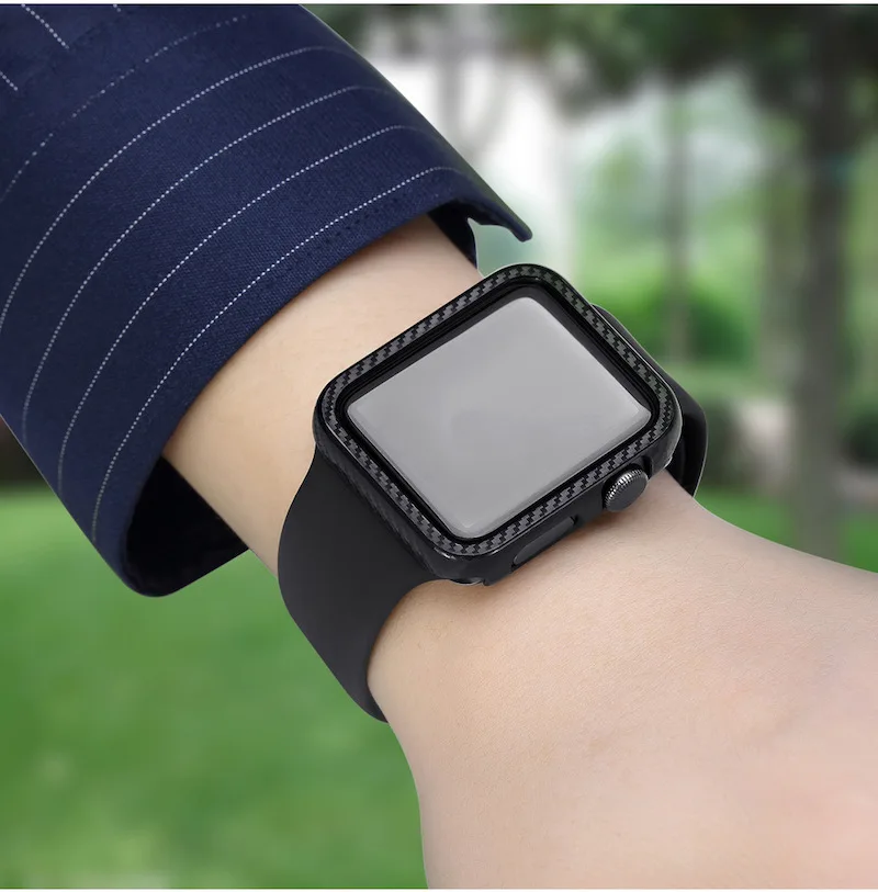 MDNEN протектор для Apple Watch, чехол для IWatch Series 4, 3, 2, 1 с ультратонким ремешком из углеродного волокна 38 мм, 42 мм, 40 мм, 44 мм
