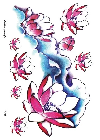 

LC-846/Geometric Temporary Body Art Tattoos Big Lotus Tattoos Pink Temporary Arm Leg Tattoos Free Shipping