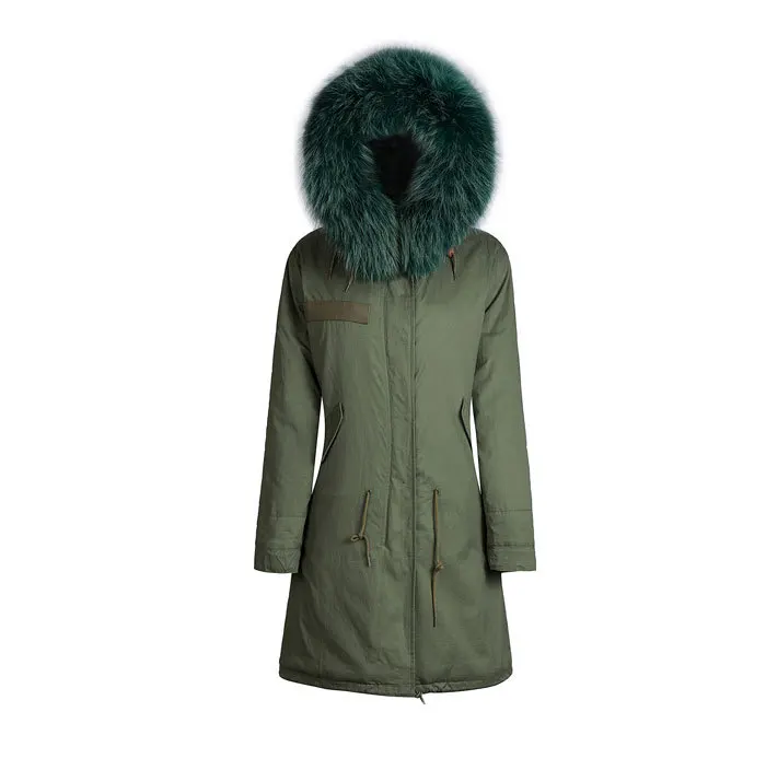 Fur hooded army green warm coat jacket good quality fox fur parka full in liner for men in winter
