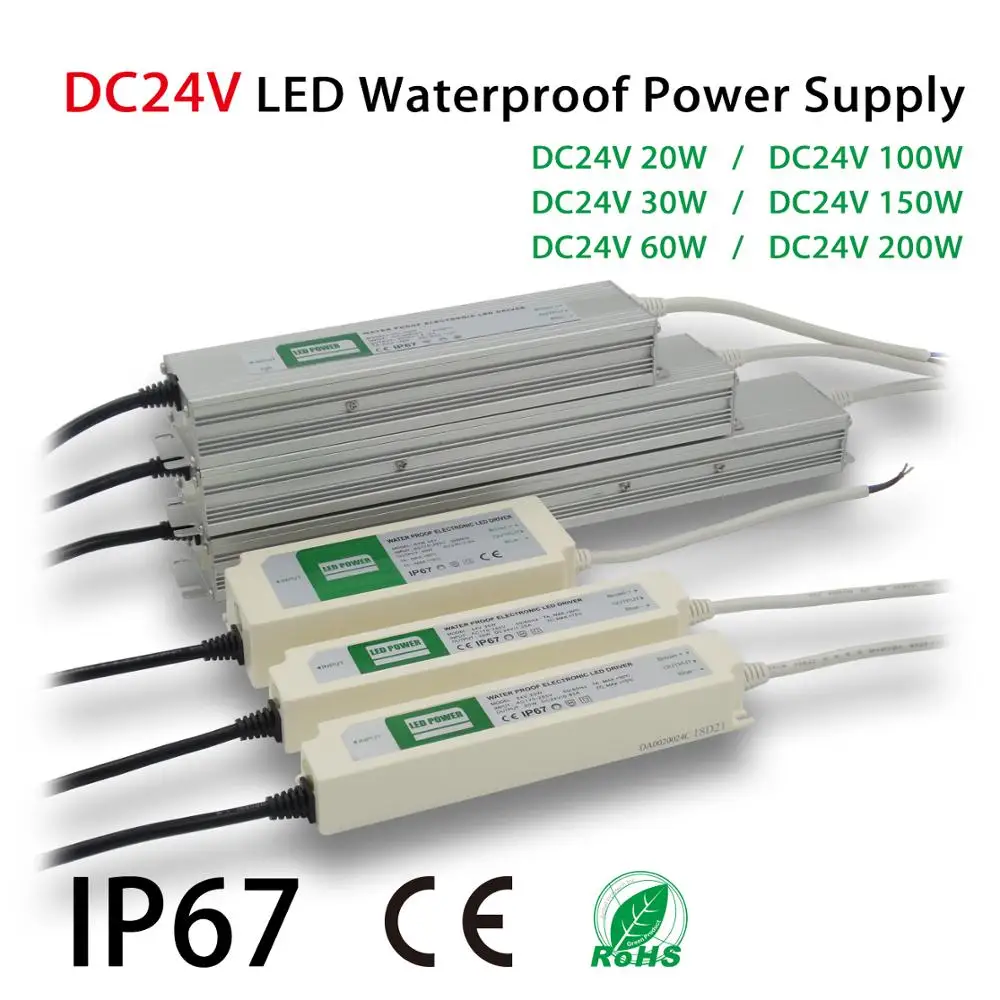 

DC24V LED Waterproof Power Supply, Adapter transformer, LED Strip Panel Drive, Metal Housing, Indoor Use, Quality Components