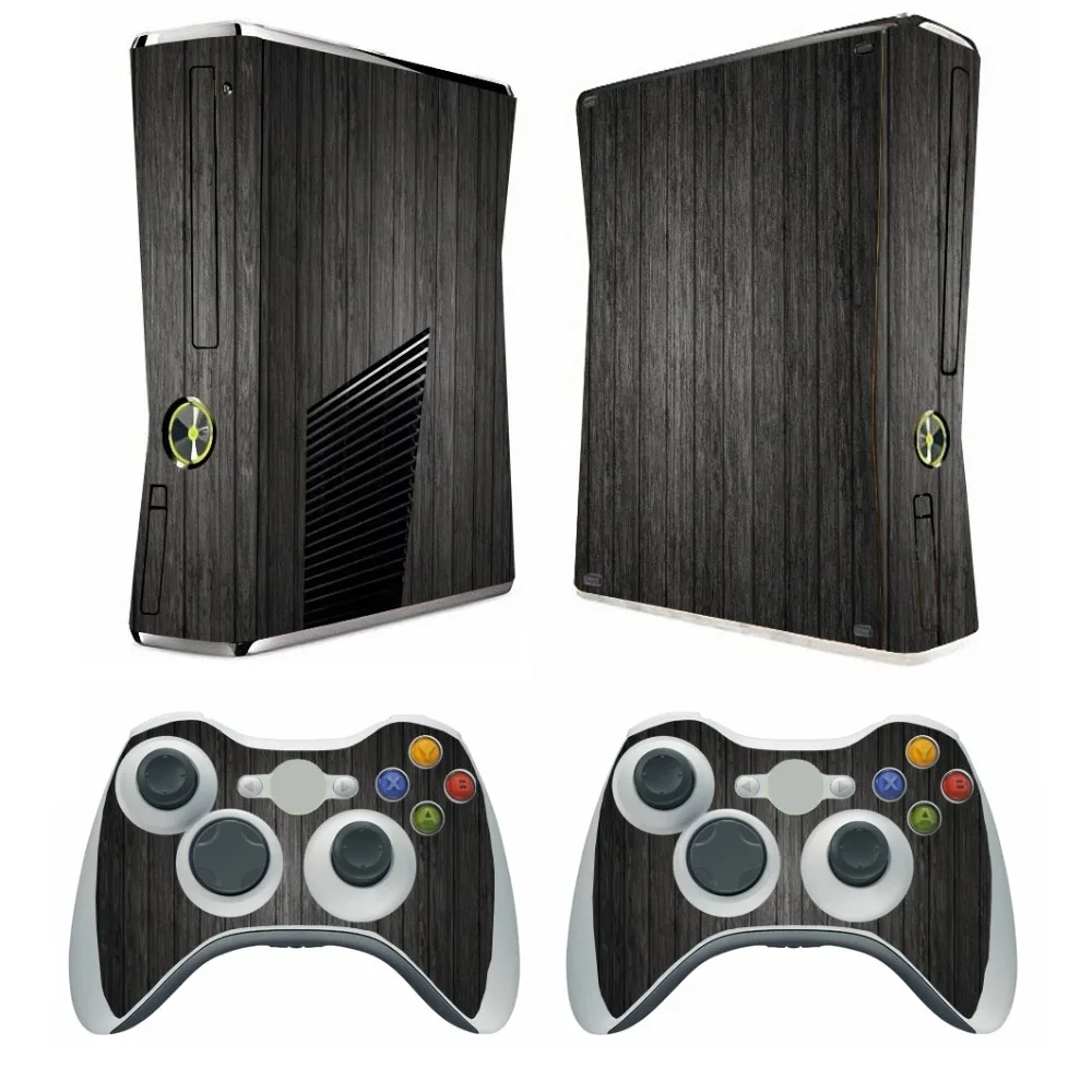 

267 Wood Vinyl Skin Sticker Protector for Microsoft Xbox 360 Slim and 2 controller skins Stickers for XBOX360 SLIM