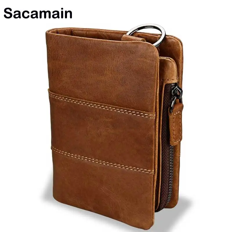 

Rfid Card Protection Zipper Male Wallet Genuine Crazy Horse Cowhide Leather Men Wallet Short Coin Purse Mens Leather Wallet