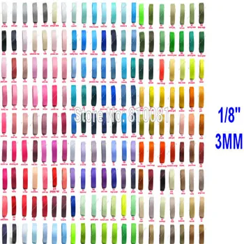 

1/8" 3MM 196 Colors 100% Polyester Plain Solid Color Grosgrain Ribbon For Hair Ribbons Bows Garments Accessory GR03