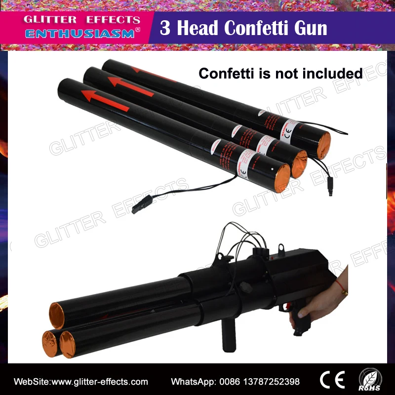 Triple head stage confetti gun triger electric ignition fire confetti