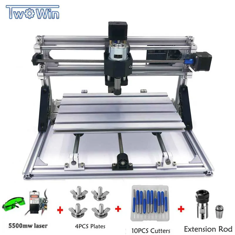 ЧПУ 3018 ER11 DIY мини ЧПУ гравировальный станок PCB фрезерный станок древесины маршрутизатор лазерная гравировка GRBL контроль жажда металла - Цвет: 5500mw laser