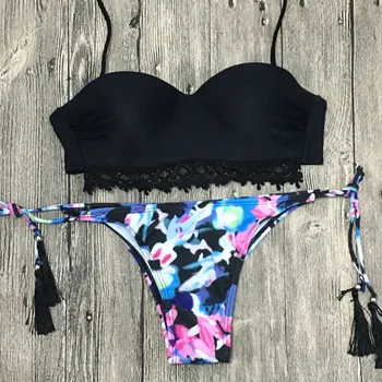

2018 explosion floral print sexy backless bikini sets European and American Hot to wear high elasticity cute bikinis