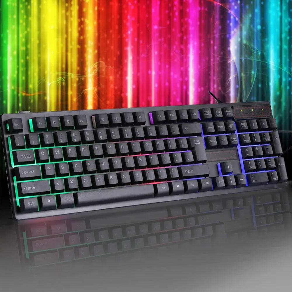 104 клавишная клавиатура заглушка-ограничитель Радуга RGB подсветкой Подсветка Механическая USB Проводная игровая клавиатура Teclado для ключей Кепки s для DOTA2