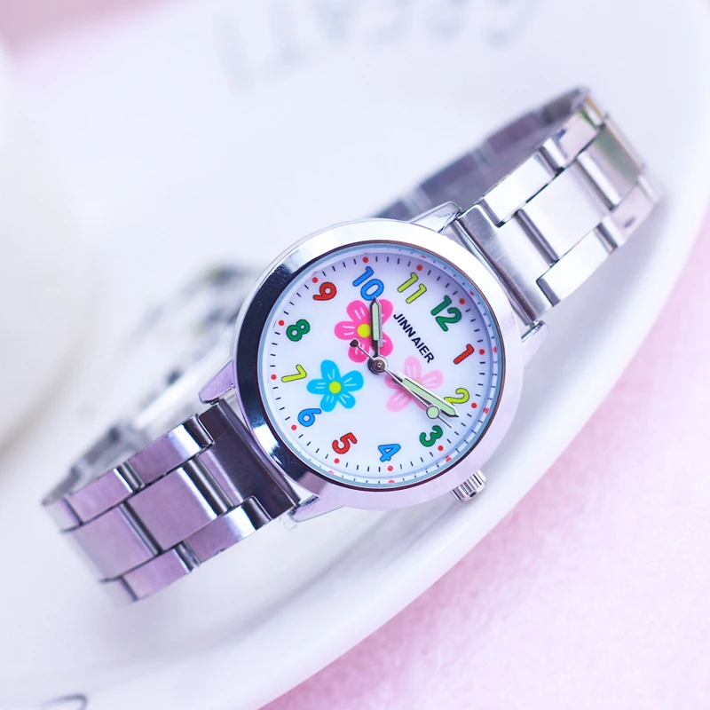 

2019 children girls small cute flowers stainless steel quartz watches women ladies waterproof clock reloj mujer free ship watch