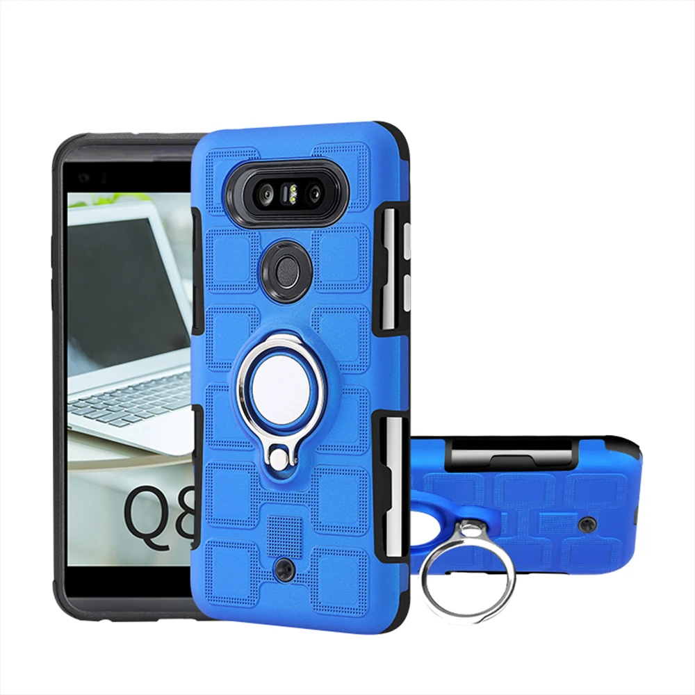 

Luxury Protective Case for LG Q8 Cover Kickstand PC+TPU Holder Ring buckle Cover For LG V20 mini 5.2 inch Coque