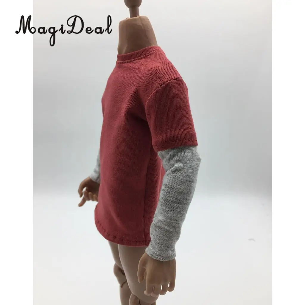 MagiDeal 1/6 Scale Mens Red Double Sleeve Long T-shirt Clothes for 12 Inch Male Action Figure Body 3Colors MagiDeal 1/6 Scale Mens Red Double Sleeve Long T-shirt Clothes for 12 Inch Male Action Figure Body 3Colors