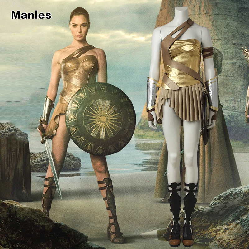 Adult Wonder Woman Diana Cosplay 10 Pcs Outfit Wig Set Halloween Cosplay Costume