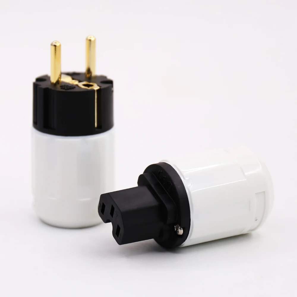 Best Audiocrast HI End 24K Gold Plated Schuko Power Plug European Plug Adapter Schuko Type for Germany, France, Europe, Russia