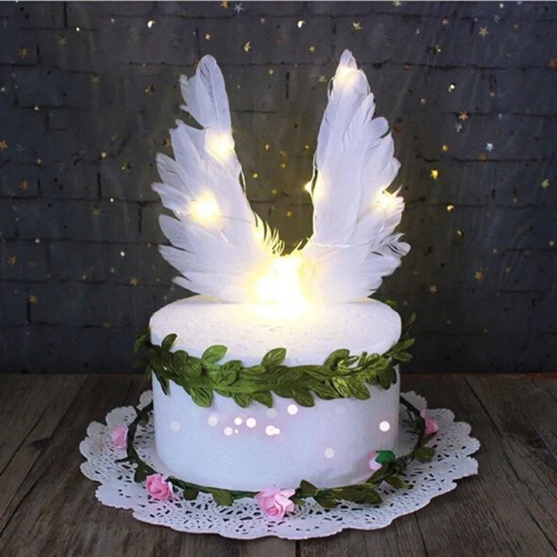 

Kawaii Angel Wings Wedding Cupcake Cake for Party Decoration Decor Baking Dessert lovely Gifts Topper Birthday Cake Flags
