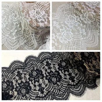 

41x300cm/piece florals eyelash chantilly lace fabric lace trim! Black, Off white two tones for choice
