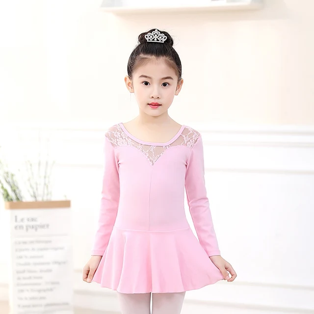 Girls Lace Ballet Leotard Dress Cotton Kids Ballet Bodysuit Child Dance
