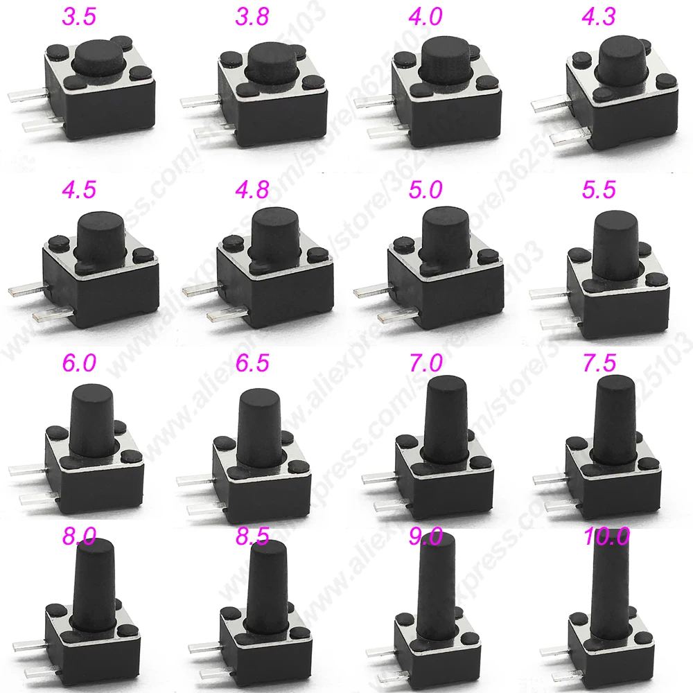 Тактильный кнопочный переключатель 50 шт./лот боковой 2PIN DIP 5/3x8/4x0/4x3/4x5/4. 5/5. 6/6... 8/.