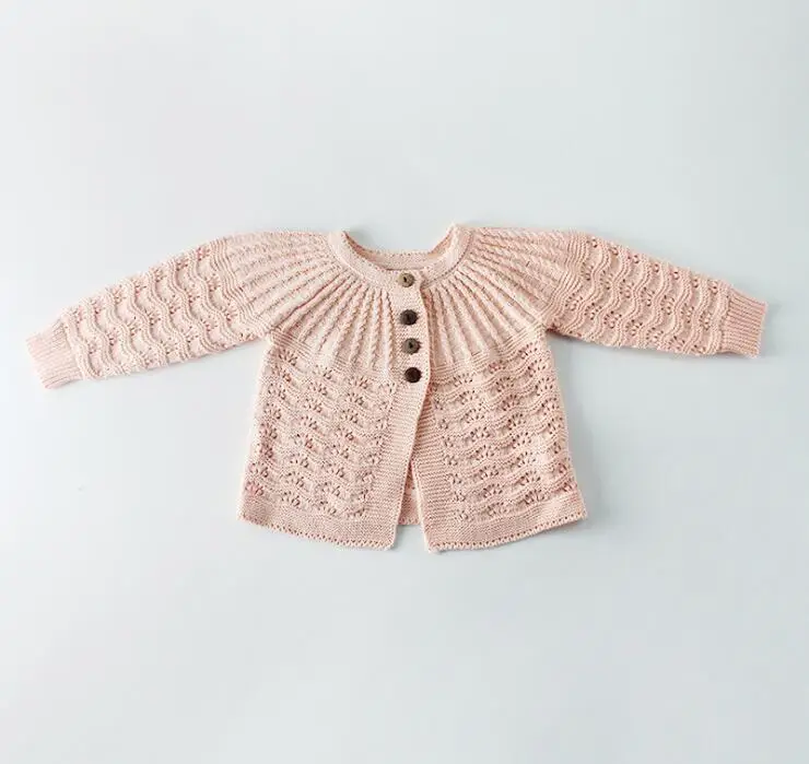 Детский свитер, Однотонные кардиганы для маленьких девочек, Корейская одежда для маленьких девочек, одежда с длинными рукавами для малышей - Цвет: Розовый