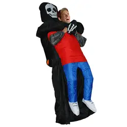 Забавные надувные костюм дьявола вечерние Косплэй Blowup костюм для взрослых детей страшно Blak вечерние Косплэй Blowup костюм детские игрушки